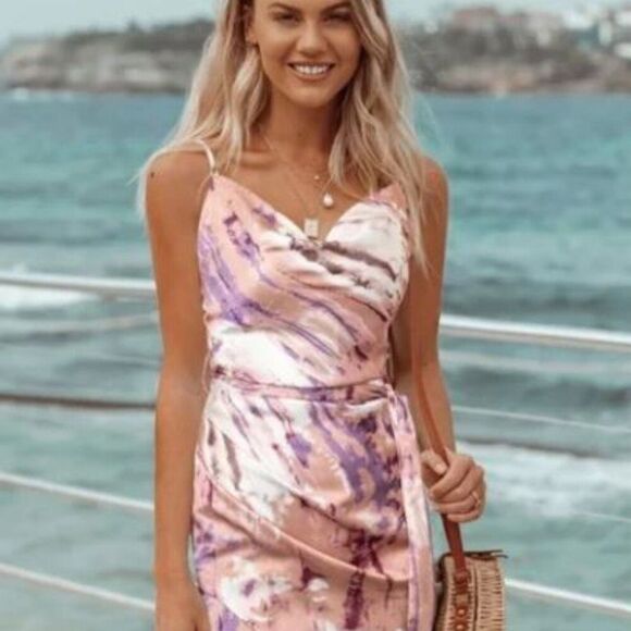 SIMPLEE Large Boho Tie Dye Spaghetti Strap Cami Dress Multicolor Women NWT Wrap - Picture 3 of 11